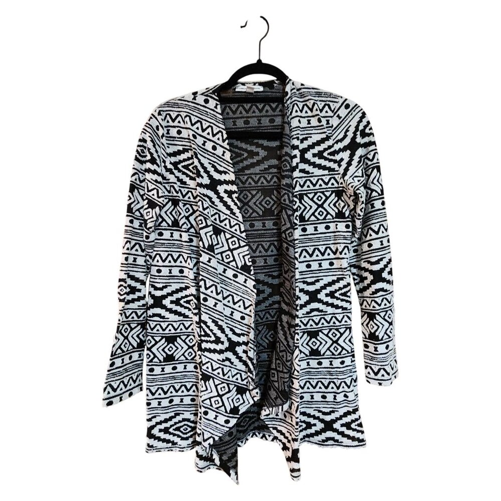 American Eagle Outfitters Black & White Aztec Open Front Cardigan  S